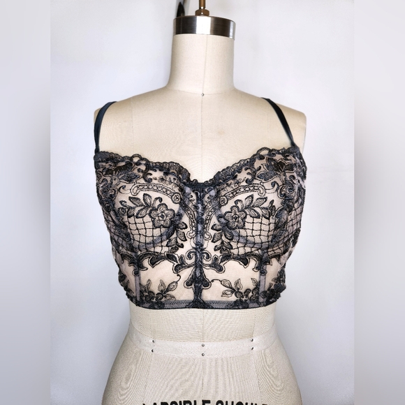 I.D. Sarrieri Green Lace Bustier 34C Sheer See through Sexy Used Once $600 - Picture 6 of 11